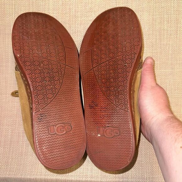 UGG Men’s Brown Pattern Suede Sherpa Lined Lace Up Booties Size 9.5 GUC main image 8